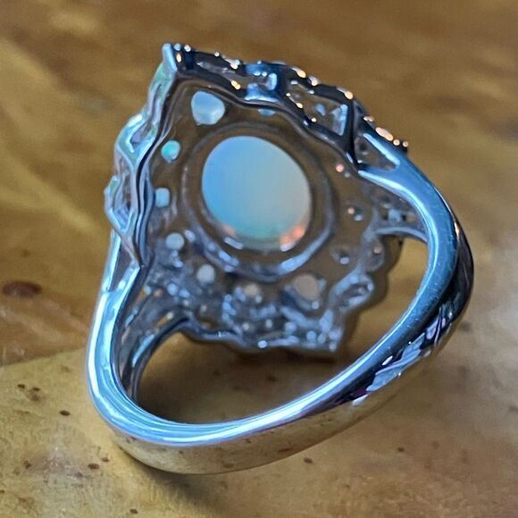 Natural Ethiopian Opal Sterling Silver Cocktail Ring Size 6 - Picture 5 of 10